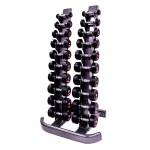 10 pair Vertical Rack - 1-10kg Urethane dumbbells (oval frame), Grey