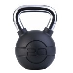 20kg Black rubber kettlebell with chrome handle (each)