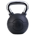 24kg Black rubber kettlebell with chrome handle (each)