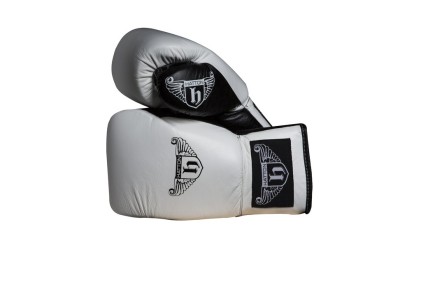 Hatton Pro Sparring Leather Lace Up Glove (pair) White 10oz