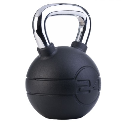 24kg Black rubber kettlebell with chrome handle (each)