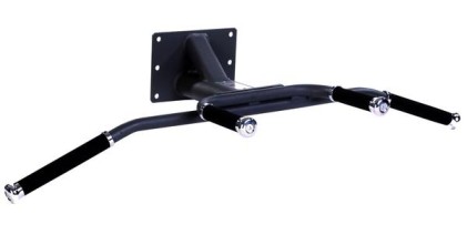 Wall Mounted Chin Bar with aluminium ends & rubber handgrips, Black